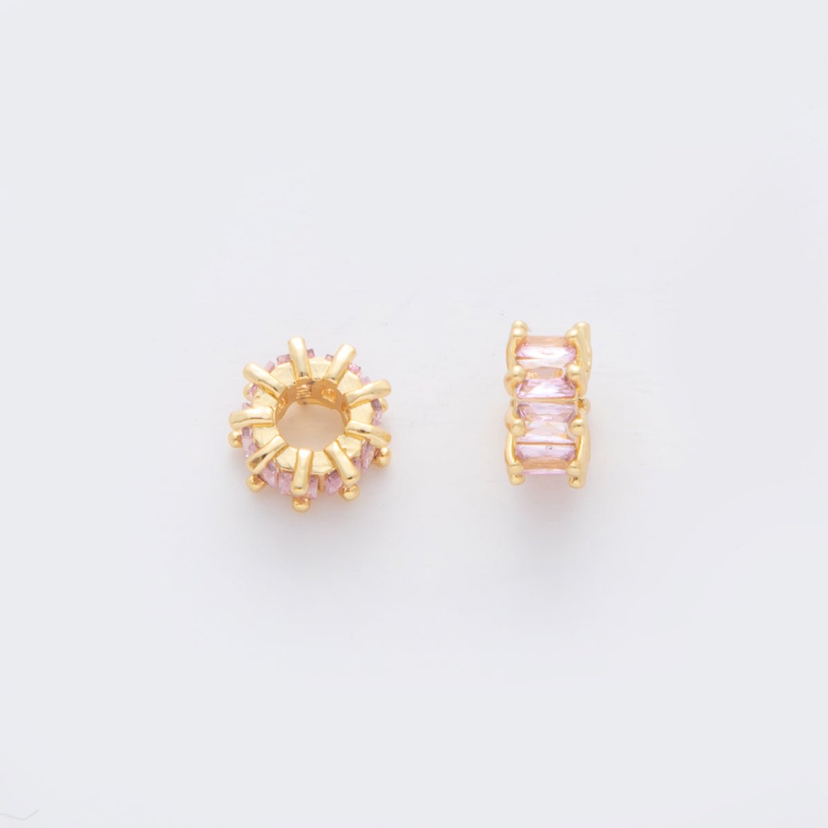 18K Gold Filled 8.5mm Pink, Purple CZ Baguette Bead | B731 B732 - DLUXCA