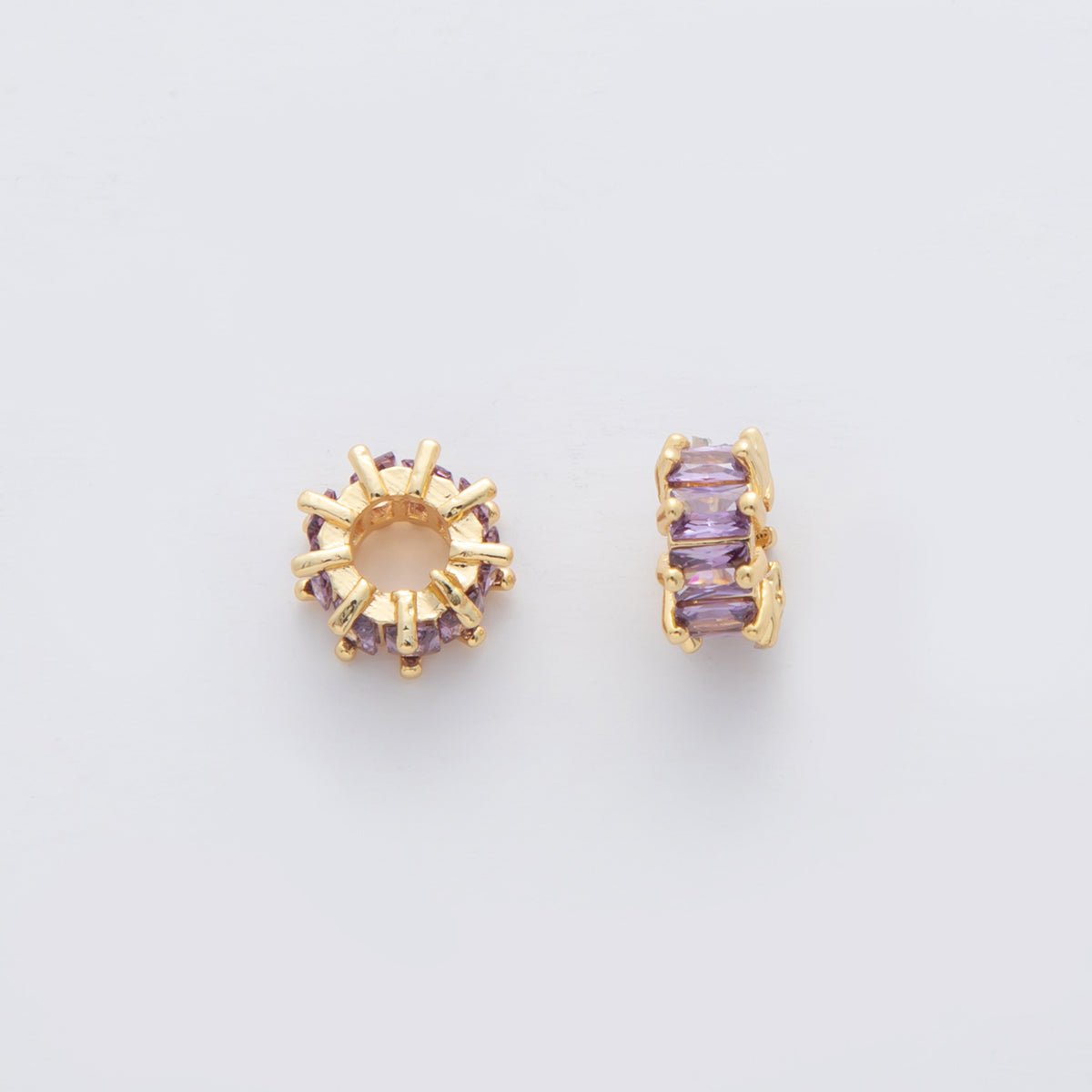 18K Gold Filled 8.5mm Pink, Purple CZ Baguette Bead | B731 B732 - DLUXCA