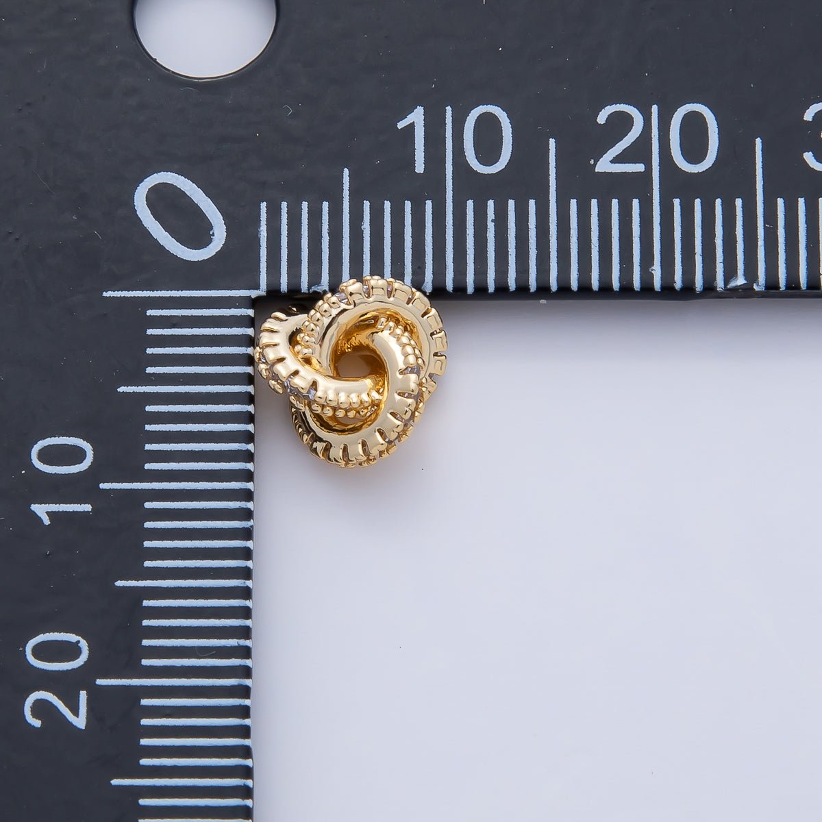 18K Gold Filled 8.5mm Triple Micro Paved CZ Rondelle Knot Bead | B523 - DLUXCA