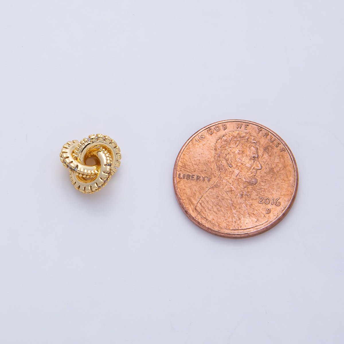 18K Gold Filled 8.5mm Triple Micro Paved CZ Rondelle Knot Bead | B523 - DLUXCA