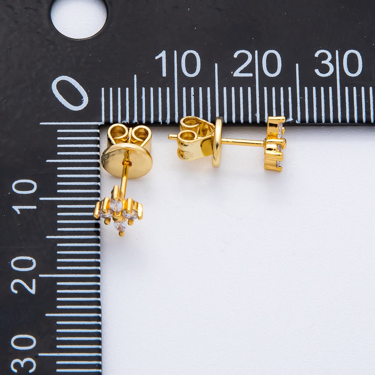18K Gold Filled 8mm Clear CZ Marquise Blooming Flower Dainty Studs Earrings | AD1570 - DLUXCA