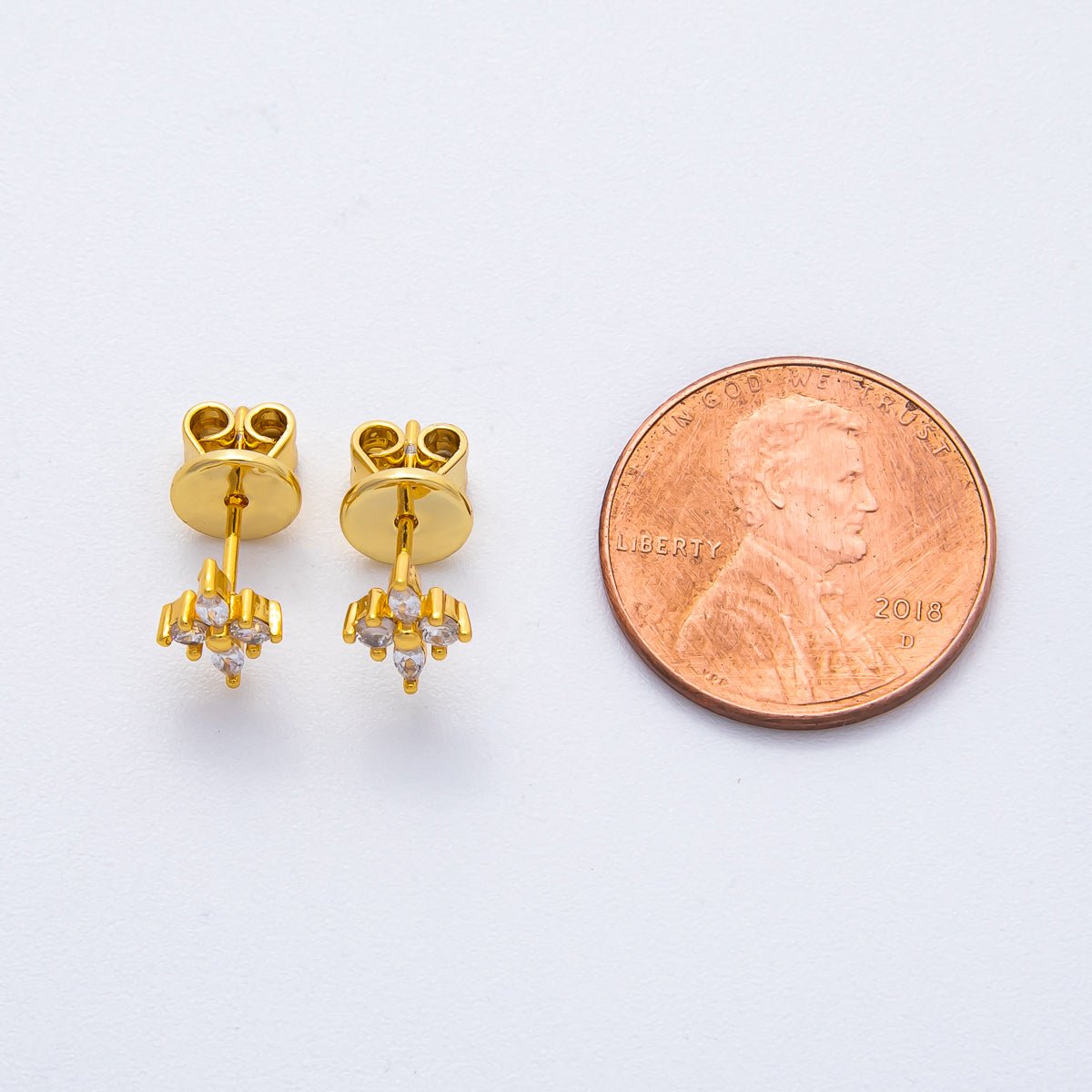 18K Gold Filled 8mm Clear CZ Marquise Blooming Flower Dainty Studs Earrings | AD1570 - DLUXCA