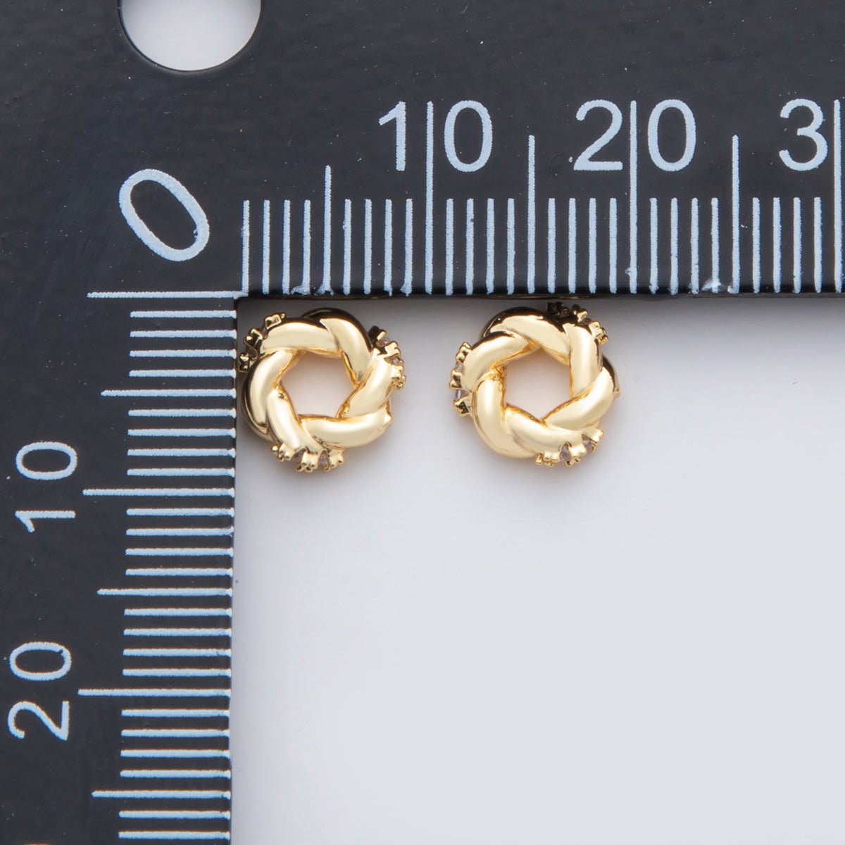 18K Gold Filled 8mm CZ Cluster Twist Croissant Bead Spacer | B733 - DLUXCA