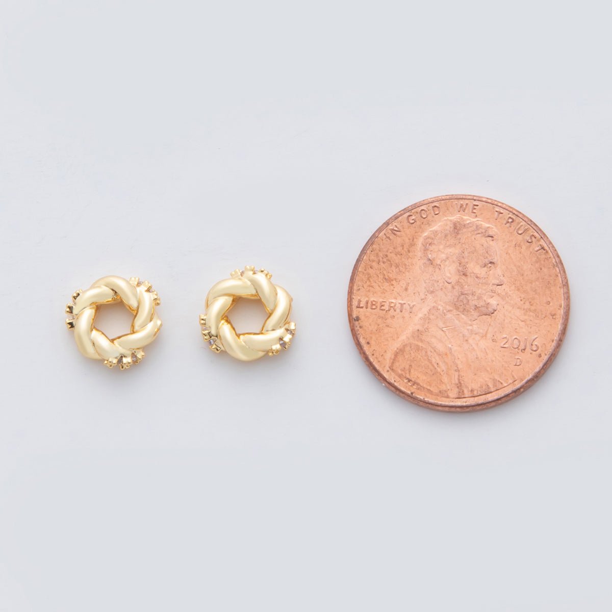 18K Gold Filled 8mm CZ Cluster Twist Croissant Bead Spacer | B733 - DLUXCA
