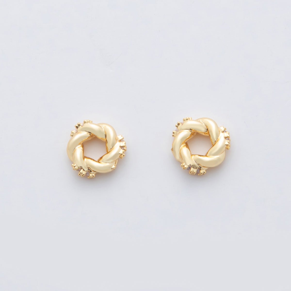 18K Gold Filled 8mm CZ Cluster Twist Croissant Bead Spacer | B733 - DLUXCA