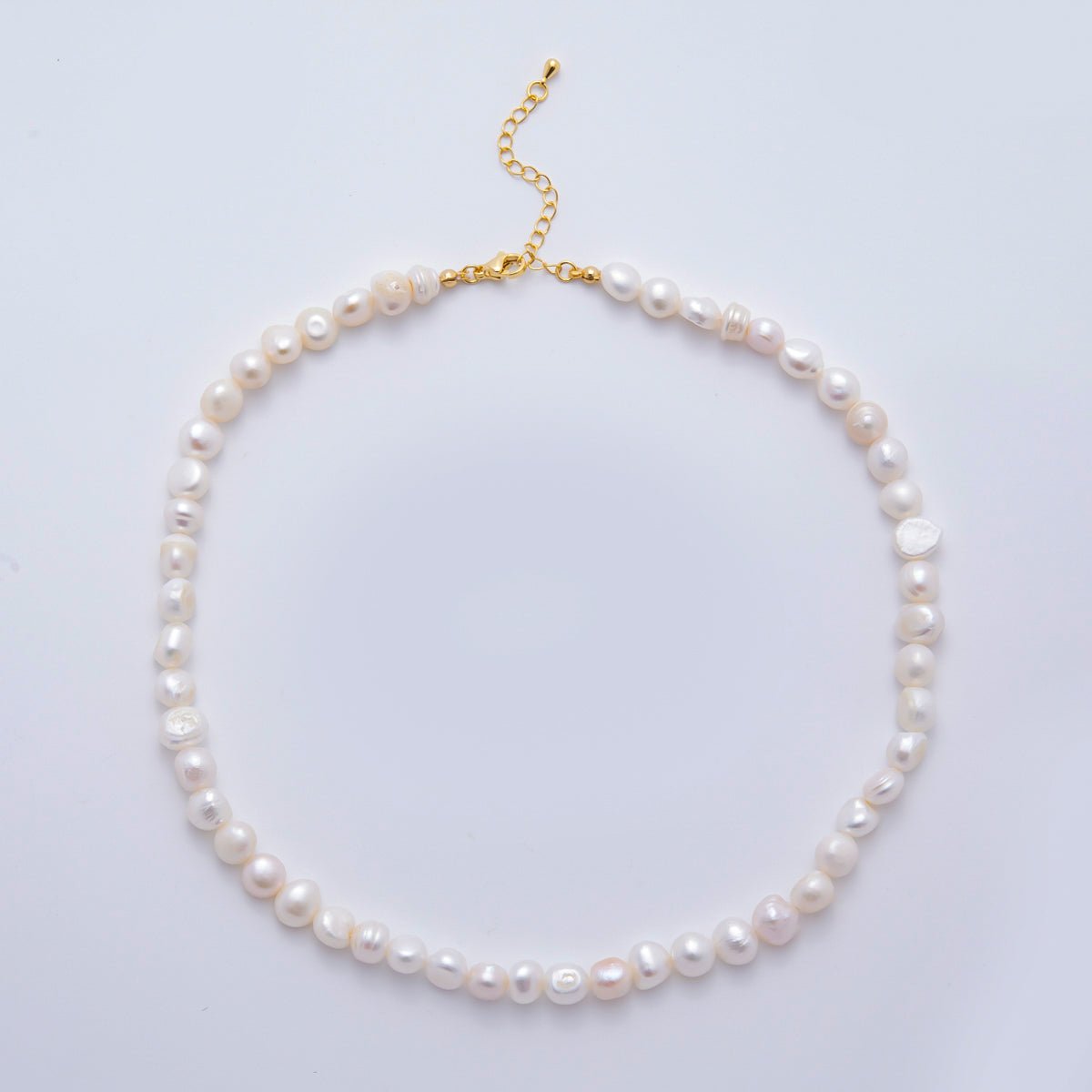 18K Gold Filled 8mm Genuine Bridal Freshwater Pearl Necklace 16.7 Inches + Extender | WA - A3474 - DLUXCA