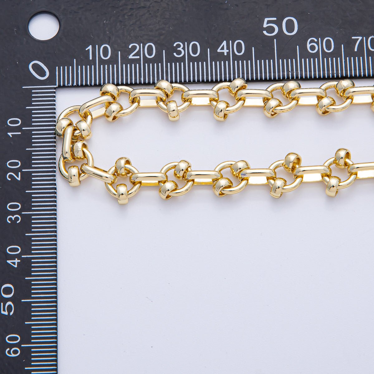 18K Gold Filled 8mm Geometric Paperclip Rolo Unfinished Chain by Yard | Roll - 1788 - DLUXCA