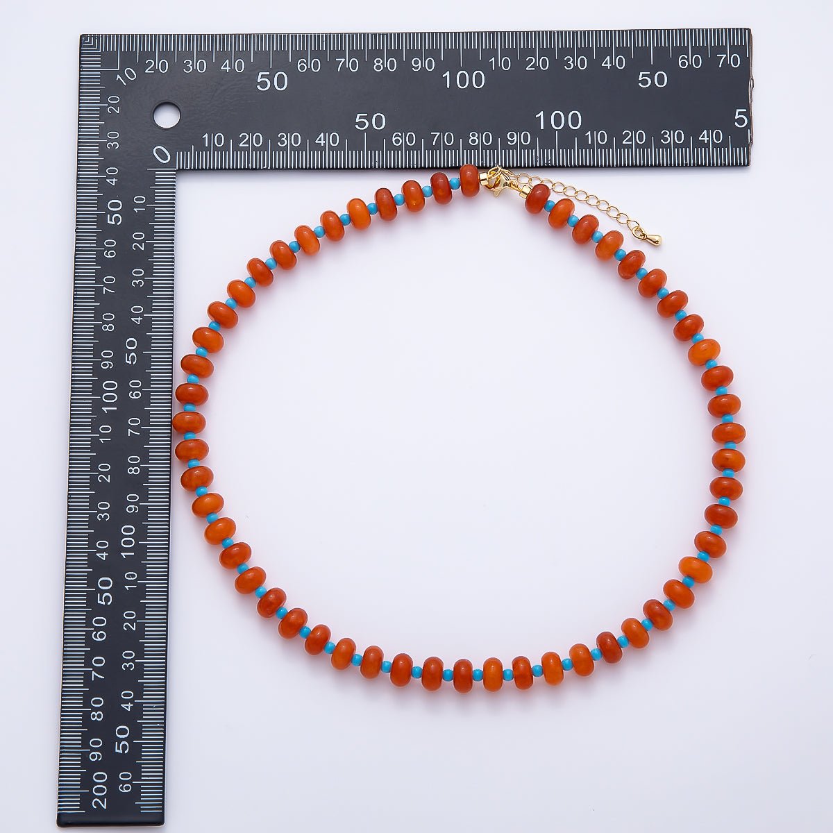 18K Gold Filled 8mm Multicolor Spacer Rondelle Gemstone 16.5 Inch Choker Necklace | WA-04634 ~ WA-04636 - DLUXCA