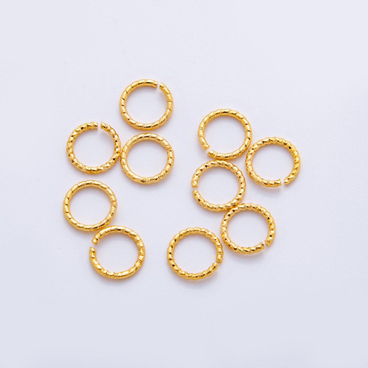 18K Gold Filled 8mm Open Twisted Croissant Round Jump Ring Finding Set | Z1600 - DLUXCA