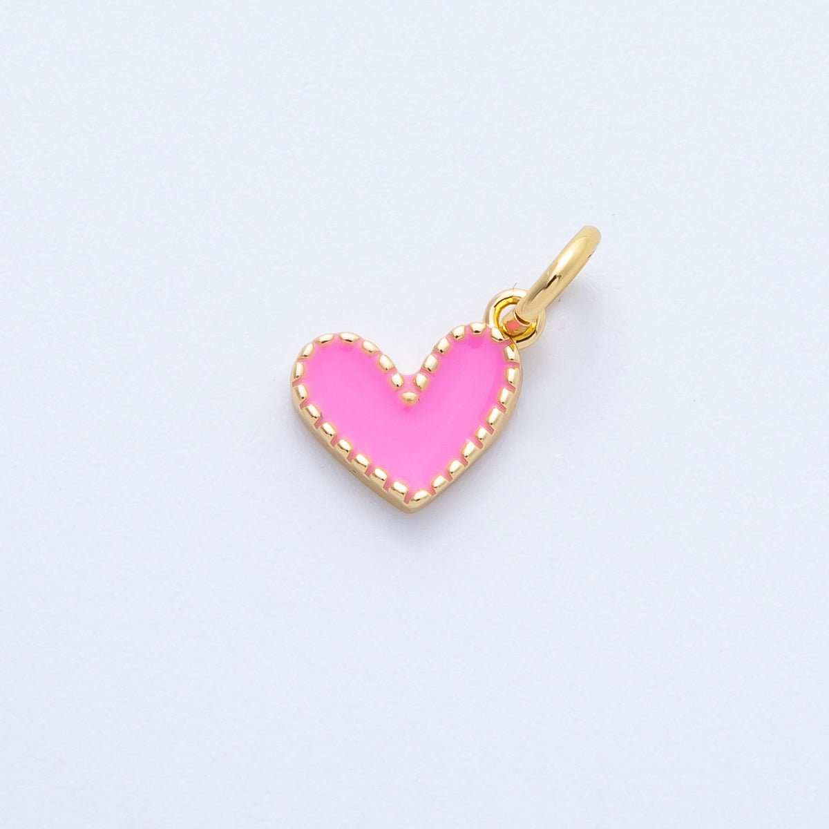 18K Gold Filled 8mm Pink Enamel Heart Mini Charm | Charms - 00260 - DLUXCA