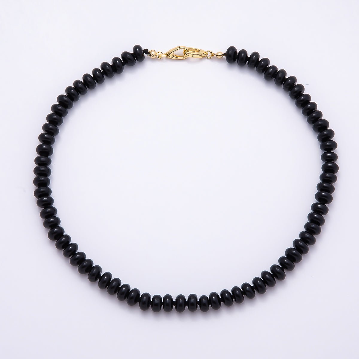 18K Gold Filled 8mm Rondelle Gemstone Chain 17 Inch Necklace w. Dual Push Clasps | WA-04664 ~ WA-04667 - DLUXCA