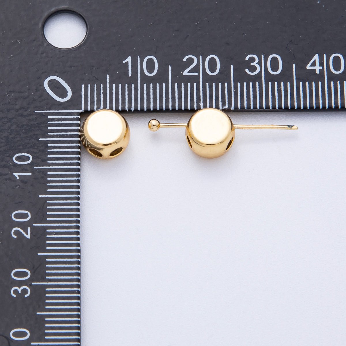 18K Gold Filled 8mm Round Double Hole Adjustable Rubber Stoper Bead | Findings - 00064 - DLUXCA