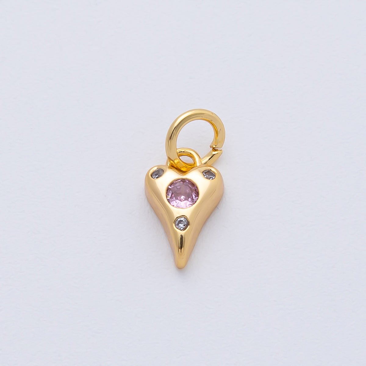 18K Gold Filled 9.3mm Pink, Purple, Clear, Green, Blue Clear CZ Dotted Teardrop Mini Charm | AF1483 - AF1485 - DLUXCA