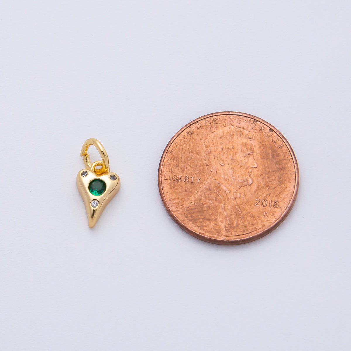 18K Gold Filled 9.3mm Pink, Purple, Clear, Green, Blue Clear CZ Dotted Teardrop Mini Charm | AF1483 - AF1485 - DLUXCA