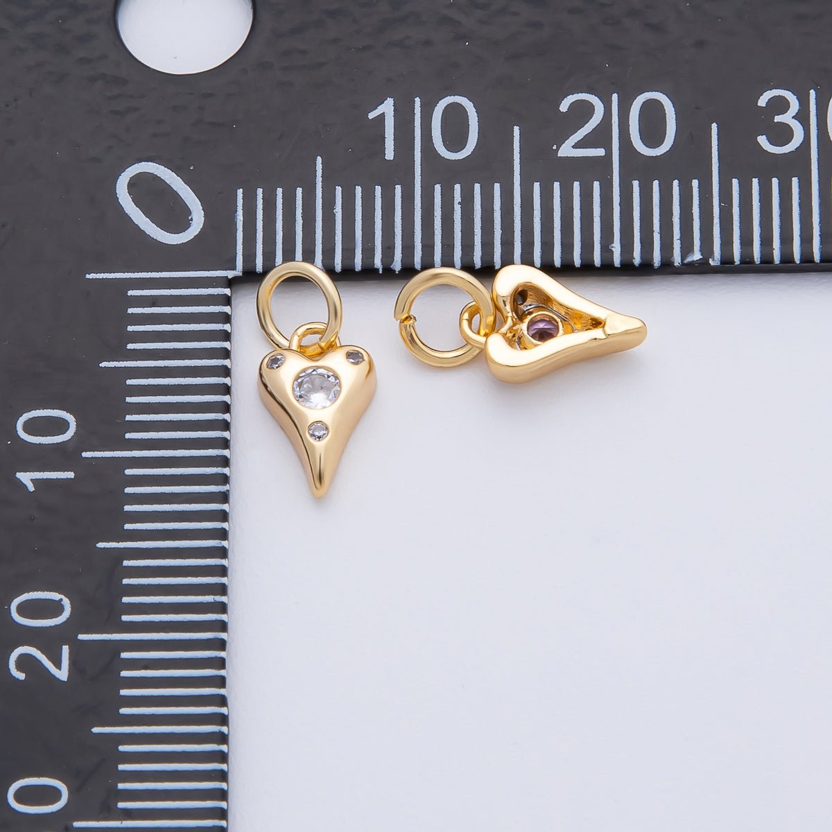 18K Gold Filled 9.3mm Pink, Purple, Clear, Green, Blue Clear CZ Dotted Teardrop Mini Charm | AF1483 - AF1485 - DLUXCA
