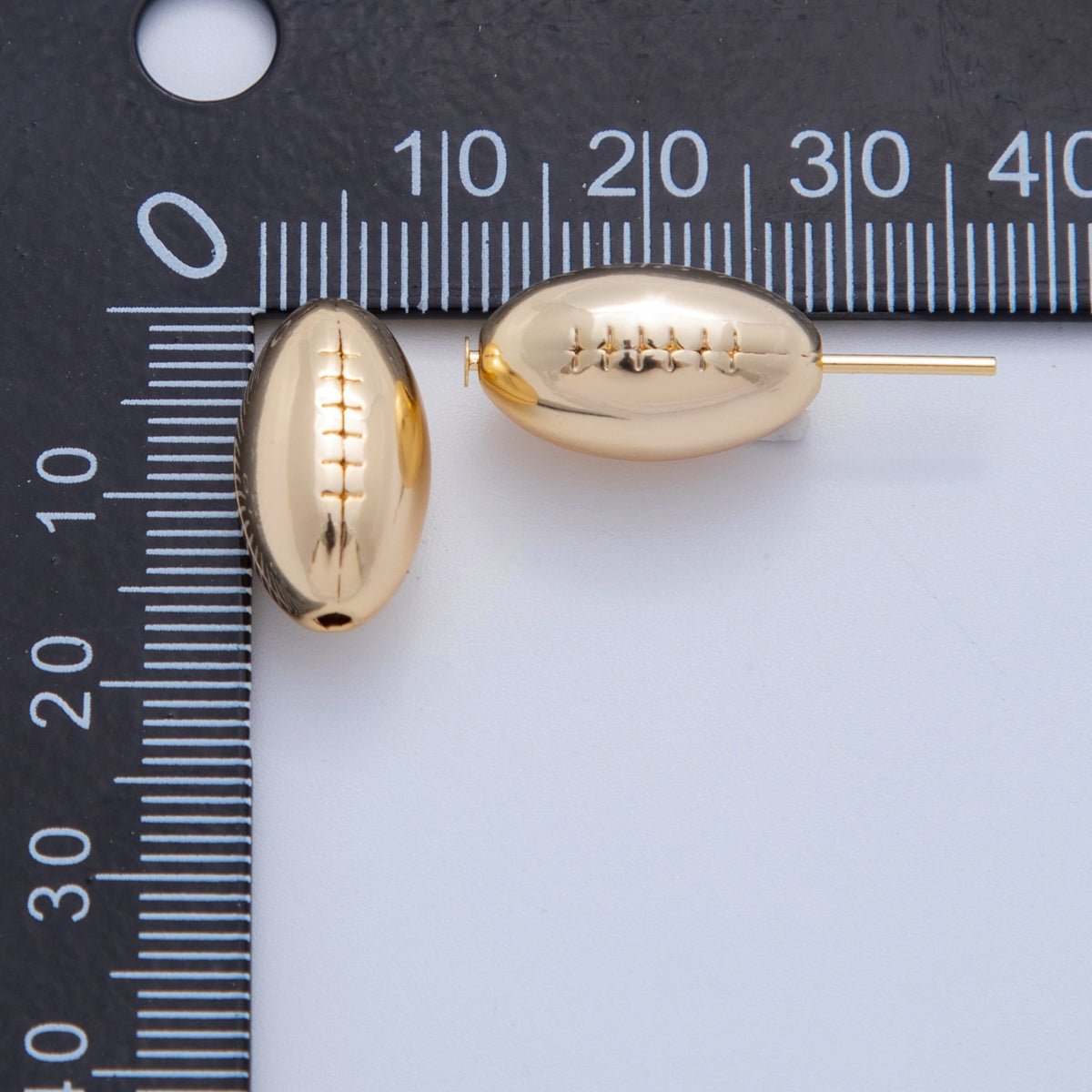 18K Gold Filled 9.5mm Football Sports Equipment Bead | B826 - DLUXCA
