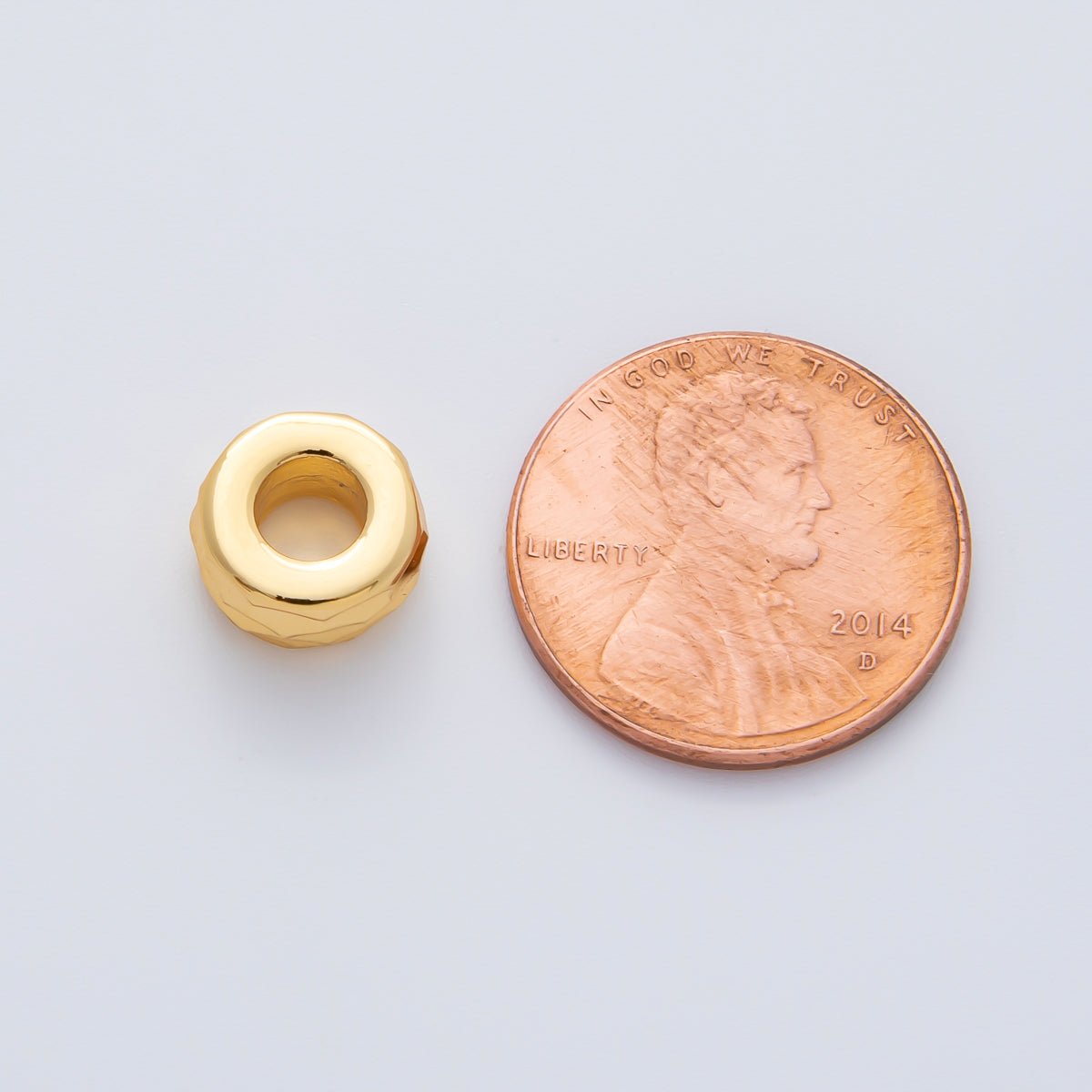 18K Gold Filled 9.6mm Minimalist Textured Spacer Bead | B537 - DLUXCA