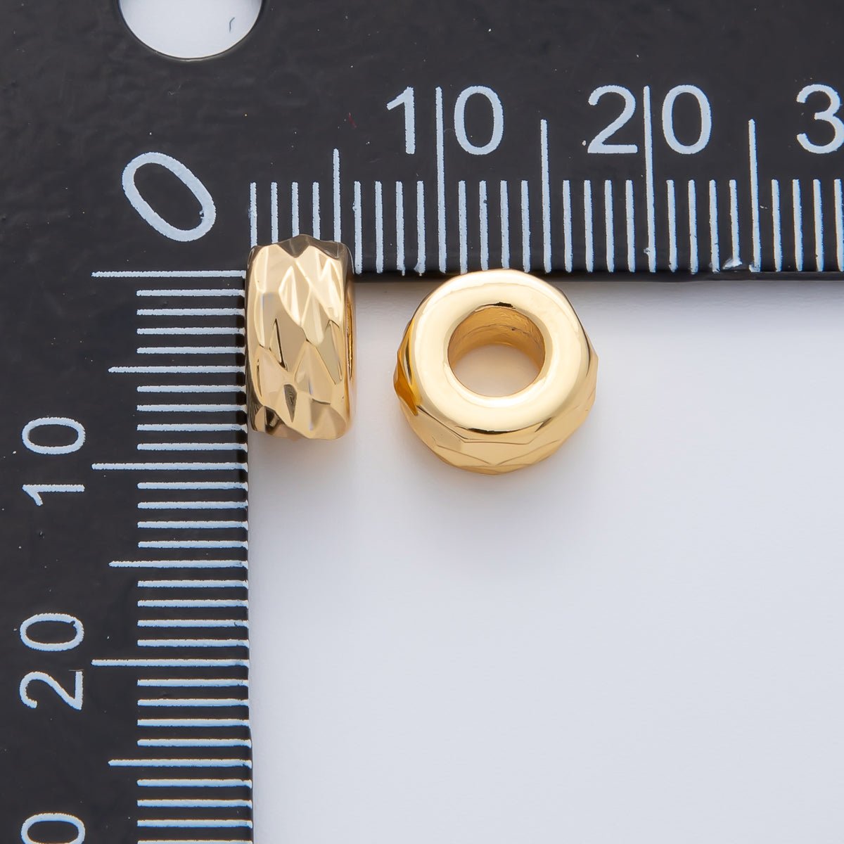 18K Gold Filled 9.6mm Minimalist Textured Spacer Bead | B537 - DLUXCA