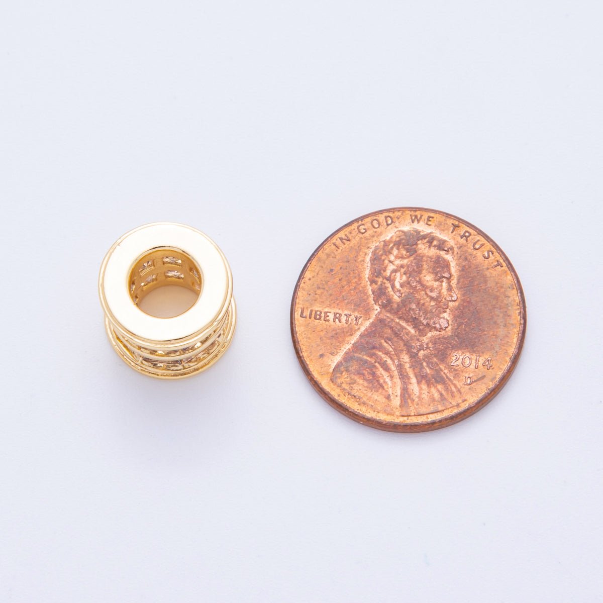 18K Gold Filled 9mm Channel Set Square CZ Tube Spacer Bead | AF1070 - DLUXCA