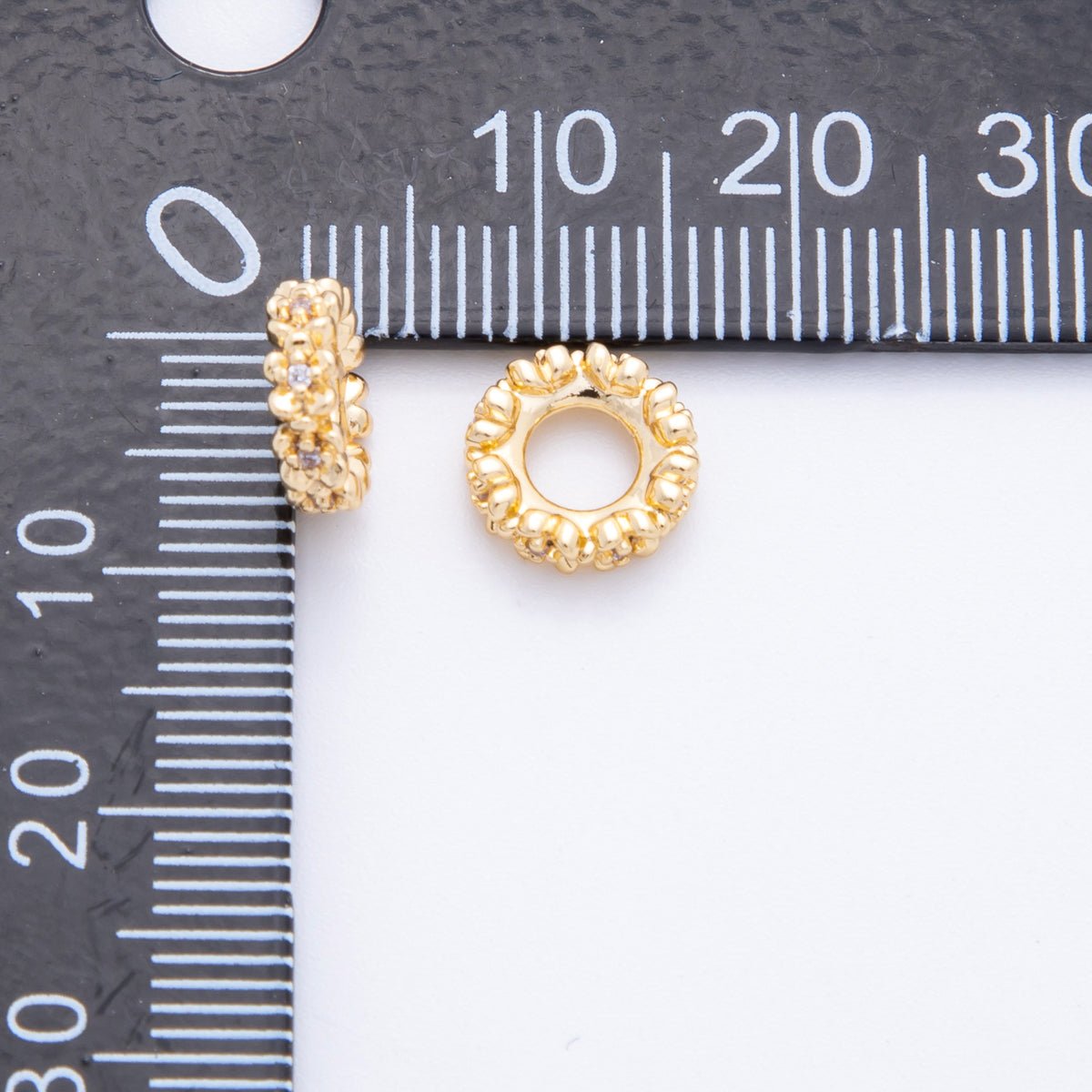 18K Gold Filled 9mm CZ Daisy Flower Thin Bead Spacer | AF1042 - DLUXCA