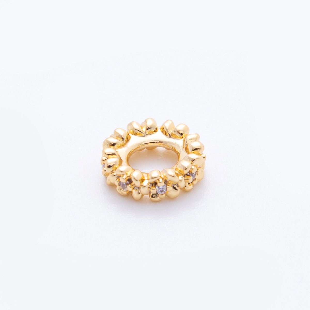 18K Gold Filled 9mm CZ Daisy Flower Thin Bead Spacer | AF1042 - DLUXCA