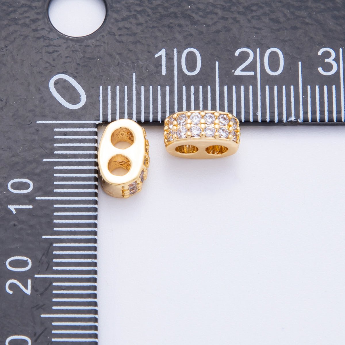 18K Gold Filled 9mm Micro Paved CZ Double Loop for Cord Necklace Component Adjustable Clasp | AF1031 - DLUXCA