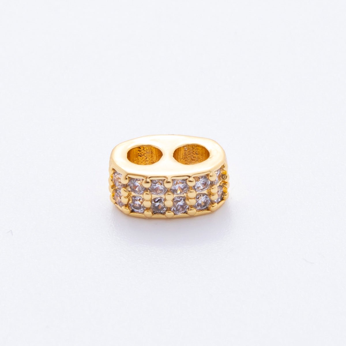 18K Gold Filled 9mm Micro Paved CZ Double Loop for Cord Necklace Component Adjustable Clasp | AF1031 - DLUXCA