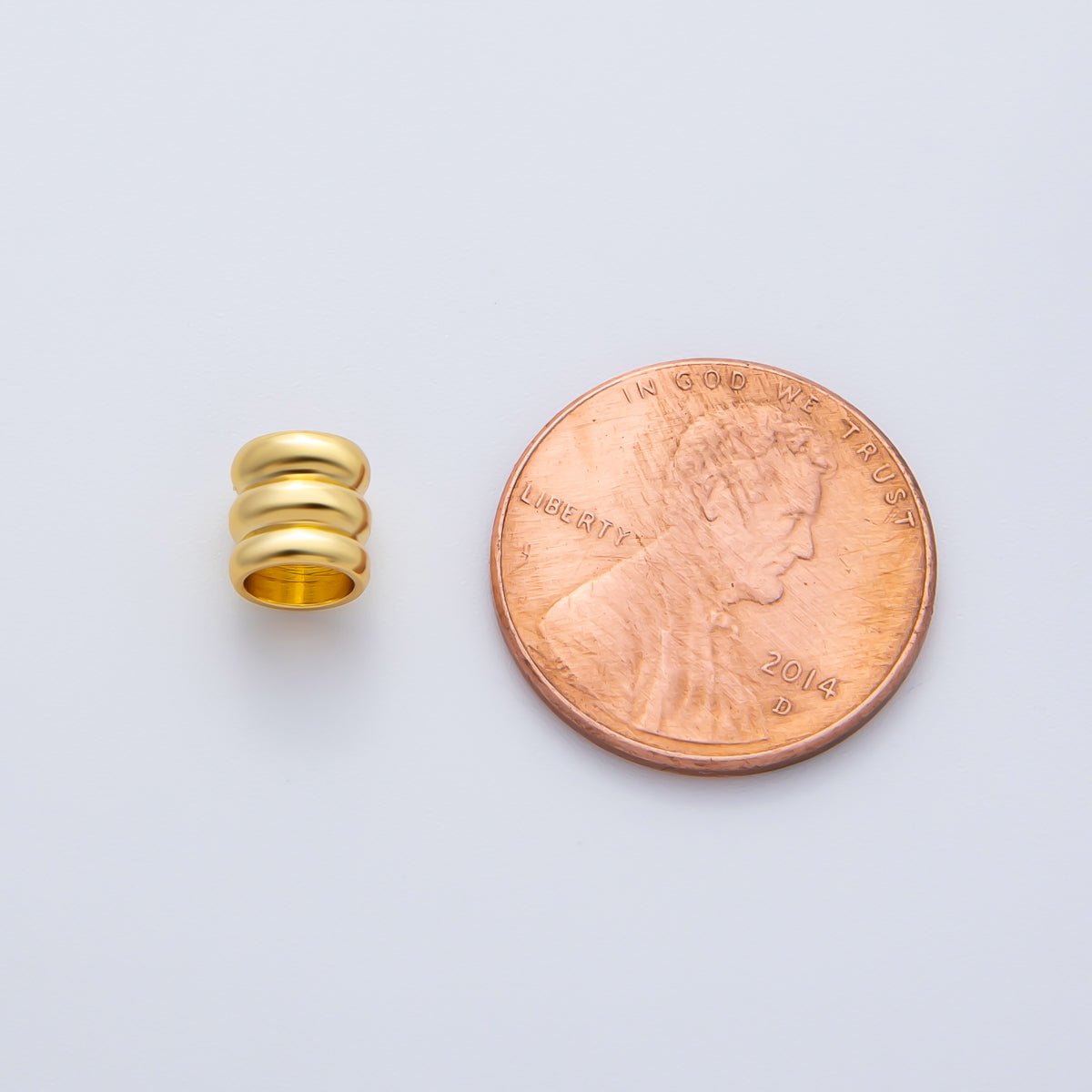 18K Gold Filled Alloy 6mm Triple Band Tube Spacer Bead in Gold & Silver 10pcs | B270 - DLUXCA