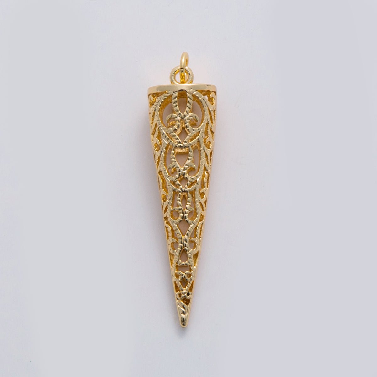 18K Gold Filled Artisan Filigree Triangle Charm | C308 - DLUXCA