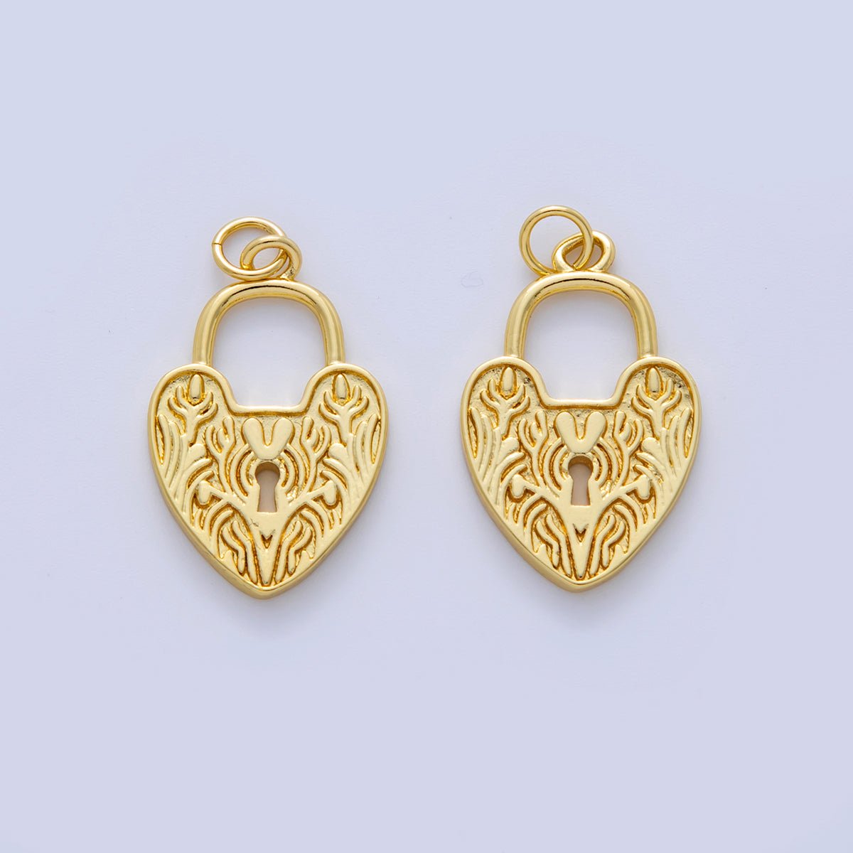 18K Gold Filled Artisan Heart Padlock Charm | AF324 - DLUXCA
