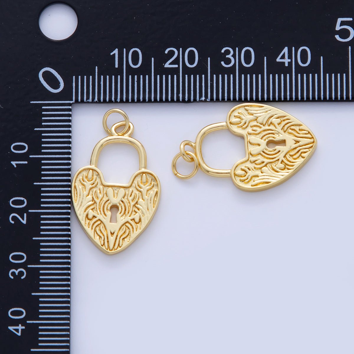 18K Gold Filled Artisan Heart Padlock Charm | AF324 - DLUXCA