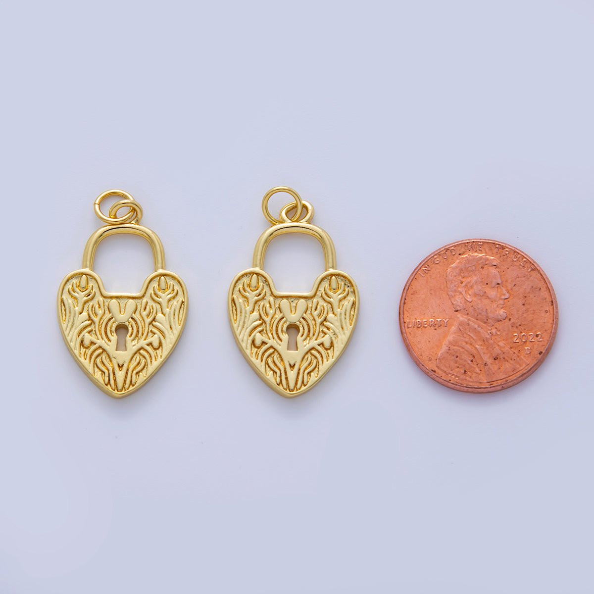 18K Gold Filled Artisan Heart Padlock Charm | AF324 - DLUXCA