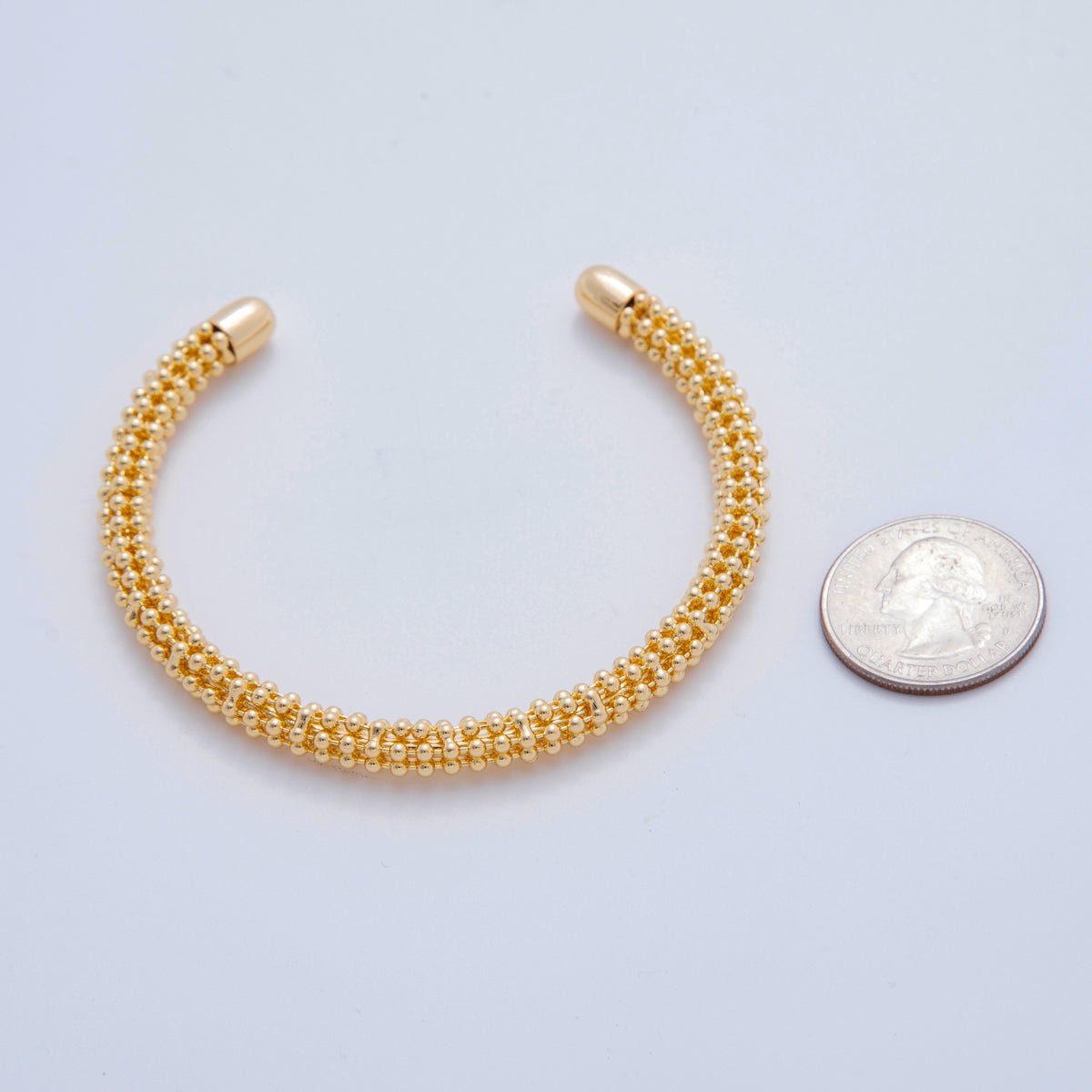 18K Gold Filled Beaded Bubble Band Cuff Bracelet | WA - 03293 - DLUXCA