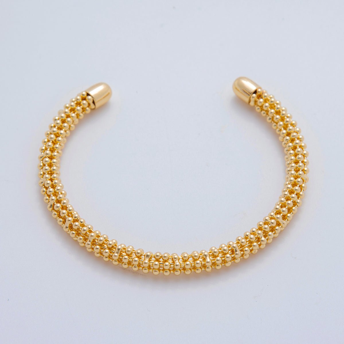 18K Gold Filled Beaded Bubble Band Cuff Bracelet | WA - 3293 - DLUXCA