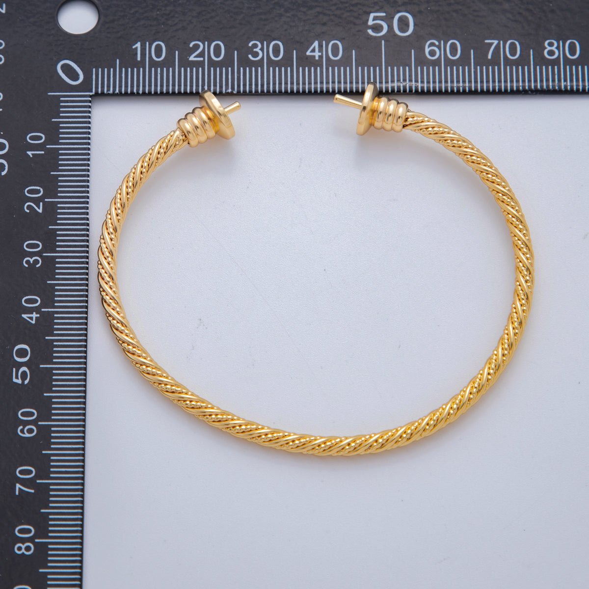 18K Gold Filled Beaded Minimal Twisted Band Cuff Bracelet Supply for Jewelry Making Add Beads at the End | WA - 3292 - DLUXCA