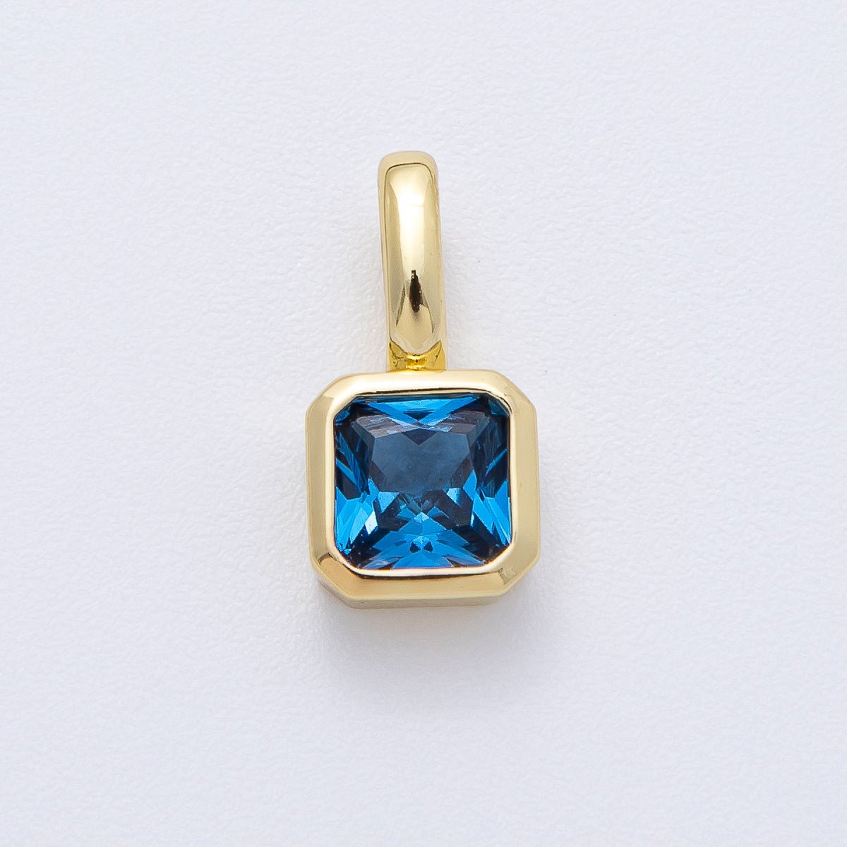 18K Gold Filled Birthstone Baguette CZ Pendant | AF1237 - AF1242 - DLUXCA