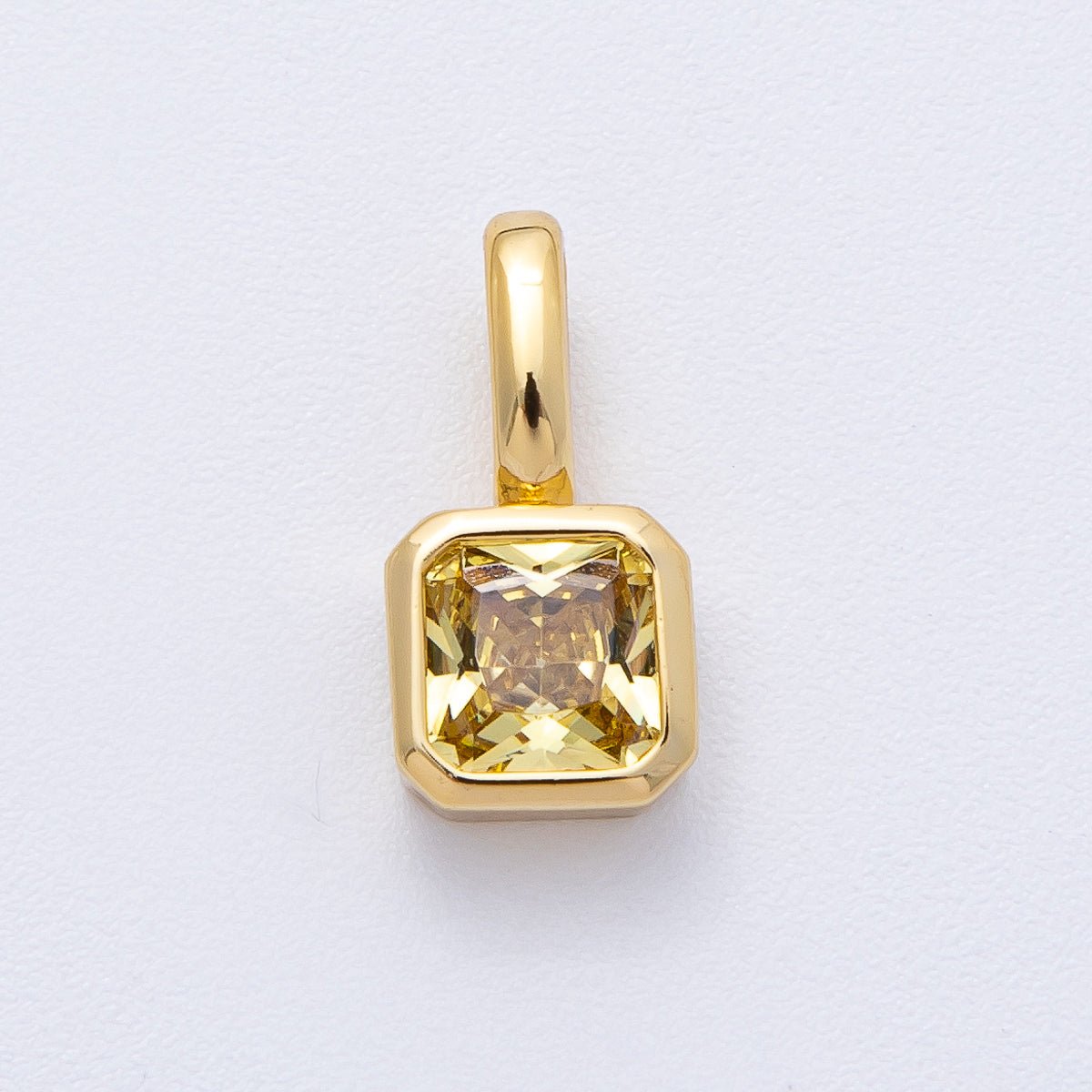 18K Gold Filled Birthstone Baguette CZ Pendant | AF1237 - AF1242 - DLUXCA