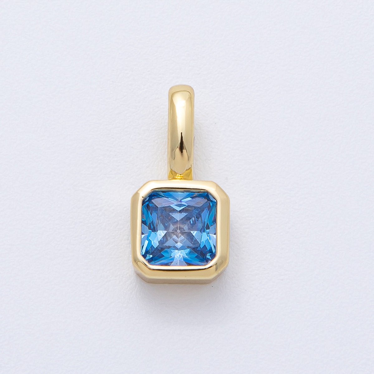 18K Gold Filled Birthstone Baguette CZ Pendant | AF1237 - AF1242 - DLUXCA