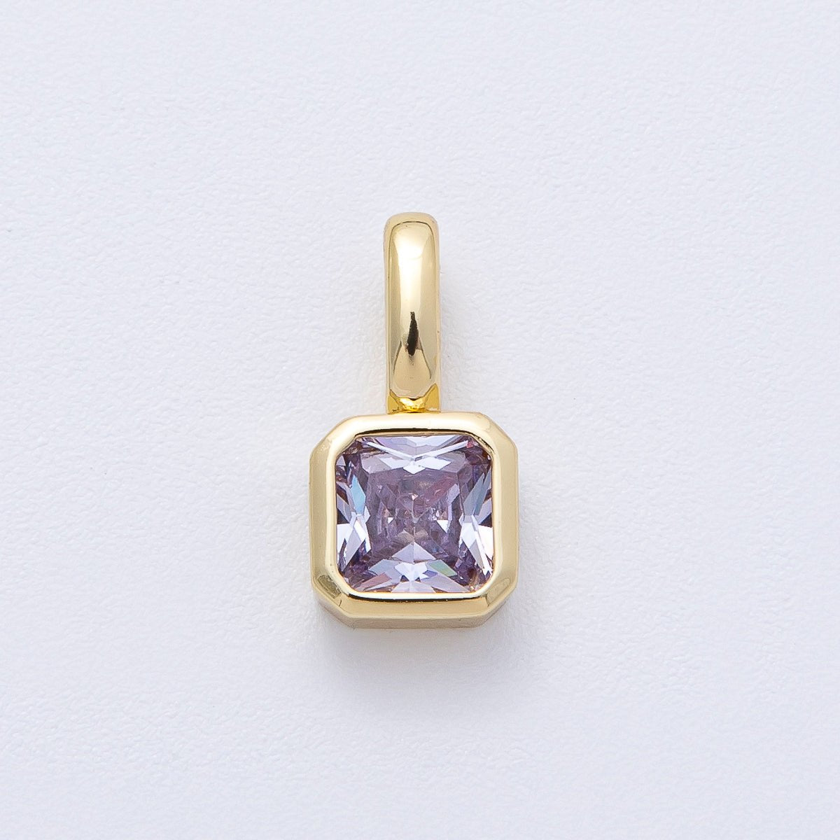 18K Gold Filled Birthstone Baguette CZ Pendant | AF1237 - AF1242 - DLUXCA