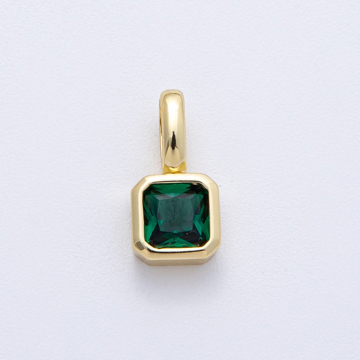 18K Gold Filled Birthstone Baguette CZ Pendant | AF1237 - AF1242 - DLUXCA