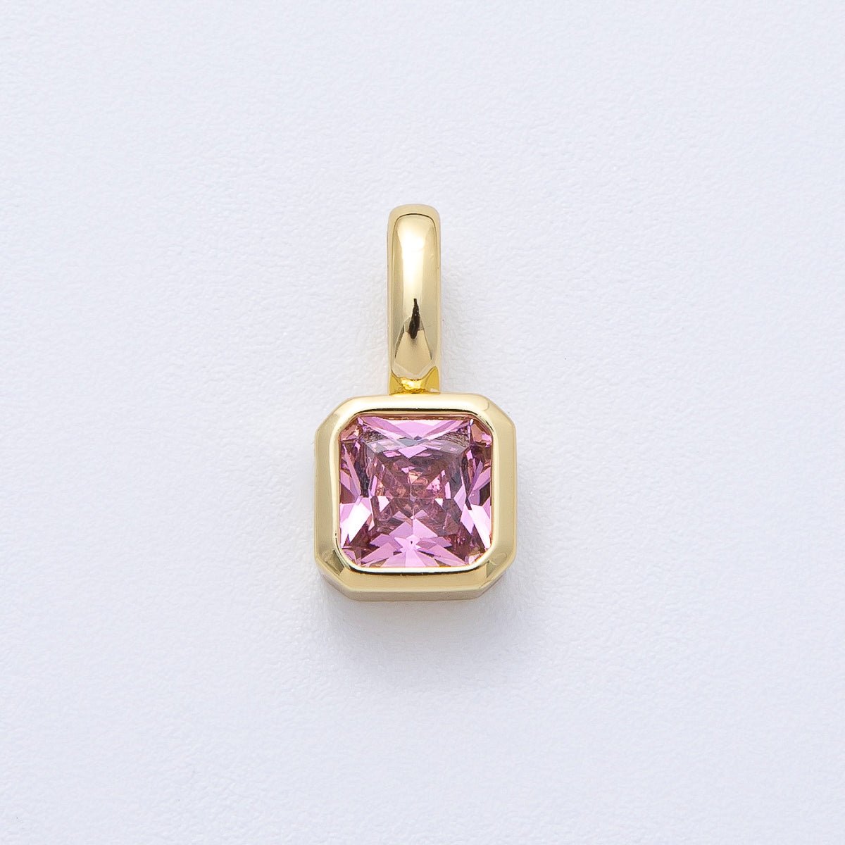18K Gold Filled Birthstone Baguette CZ Pendant | AF1237 - AF1242 - DLUXCA