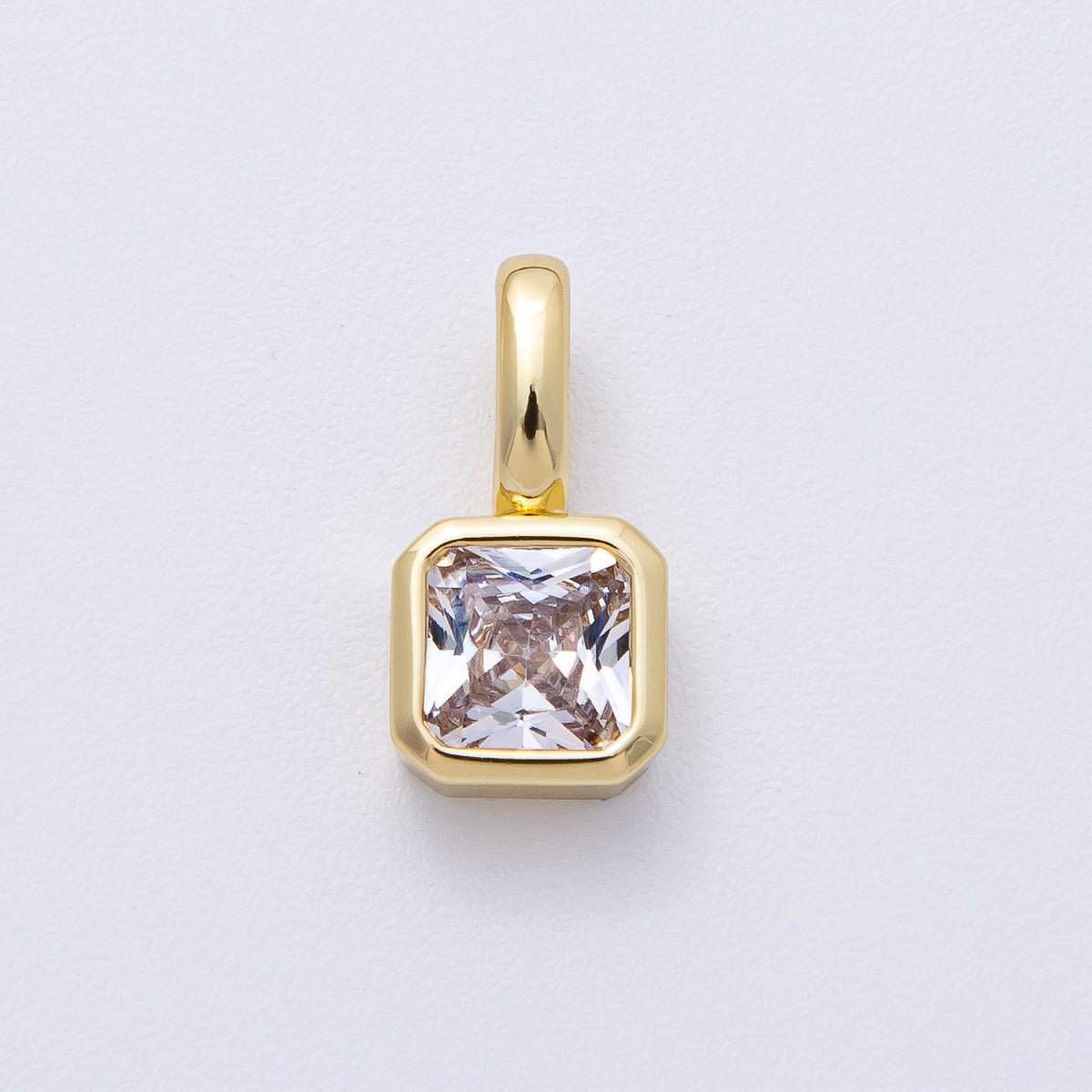18K Gold Filled Birthstone Baguette CZ Pendant | AF1237 - AF1242 - DLUXCA