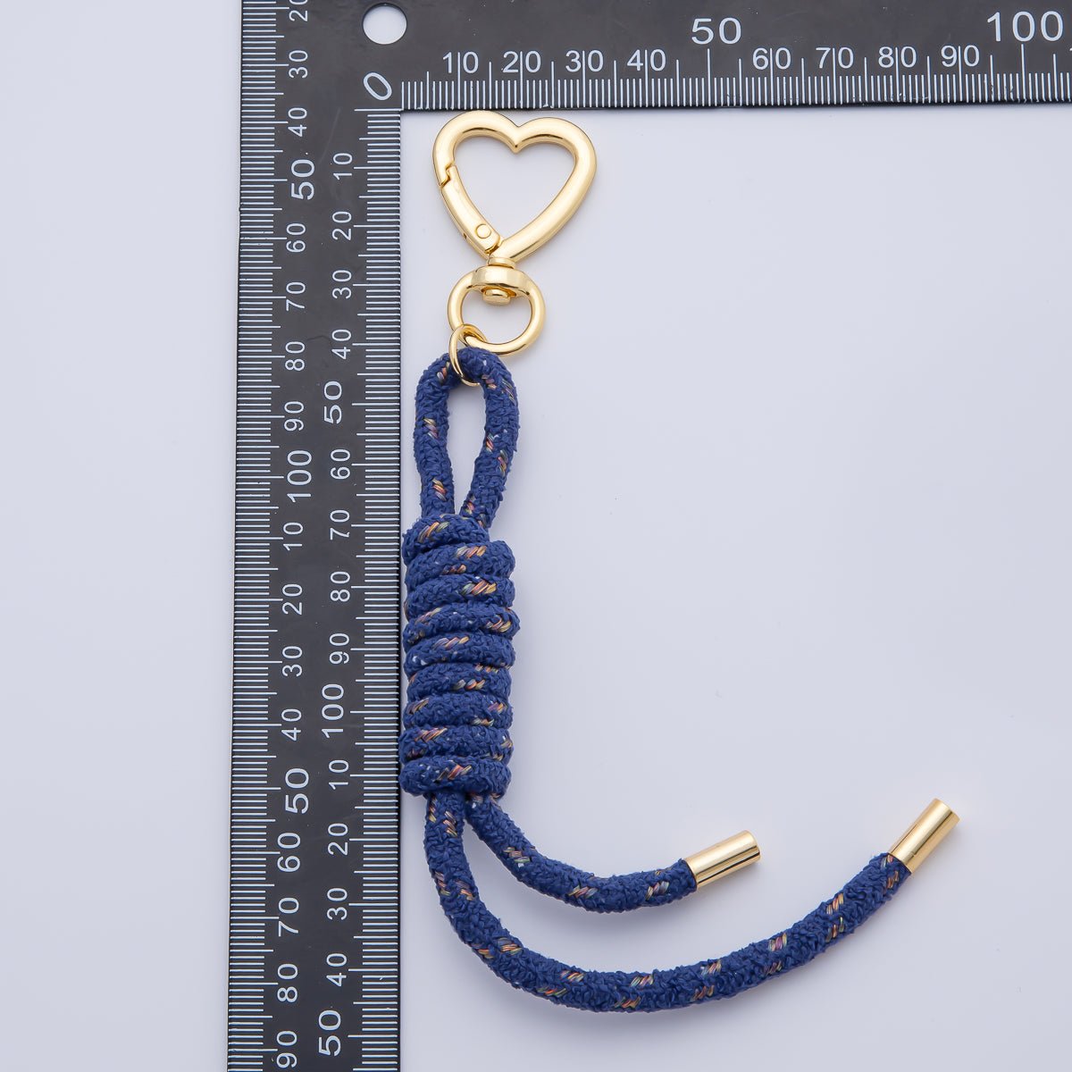 18K Gold Filled Black, Blue, Red Knot Tweed Cord Heart Push Gate Keychain Accessories | WB - 00170 ~ WB - 00172 - DLUXCA