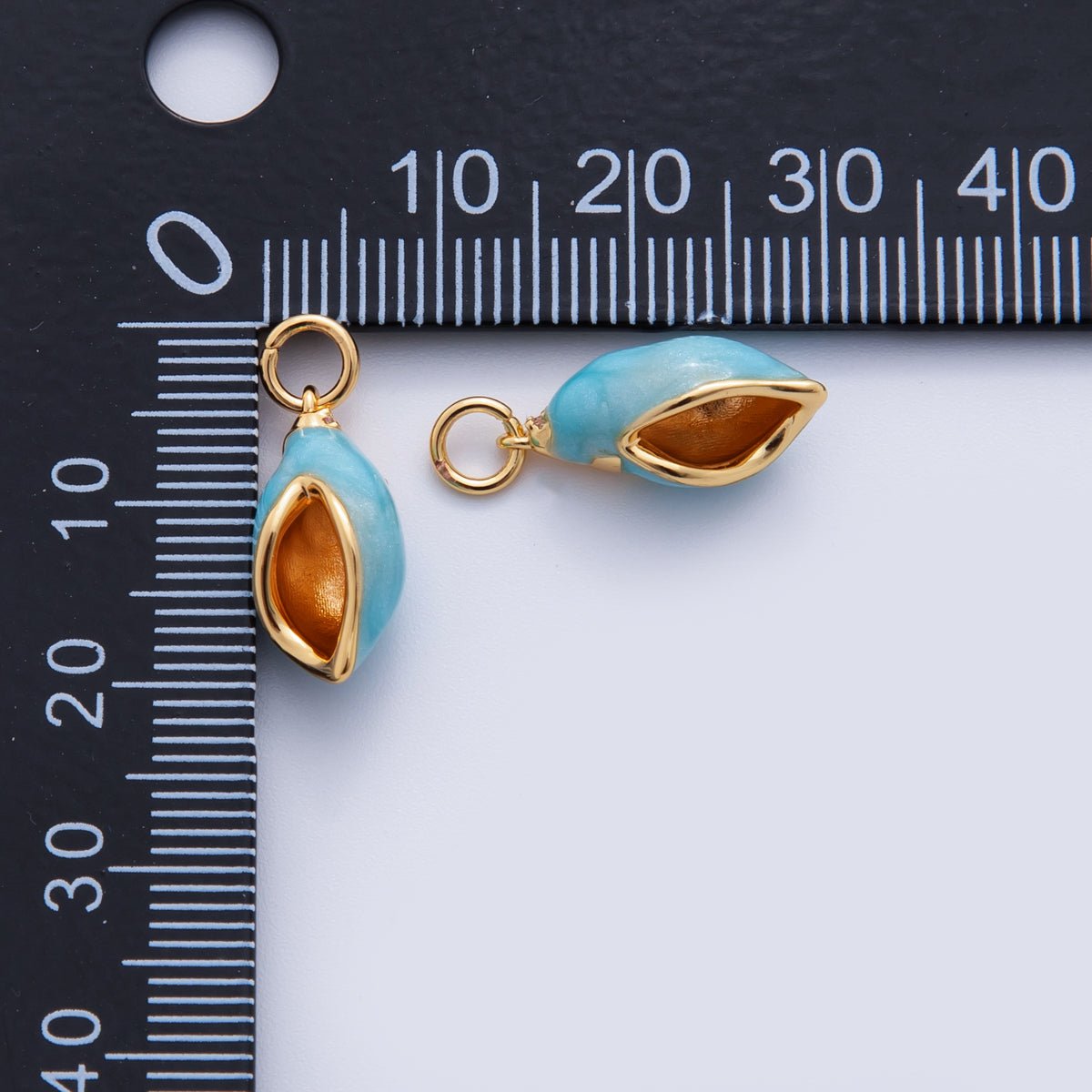 18K Gold Filled Blue Conch Sea Shell Charm | M830 - DLUXCA