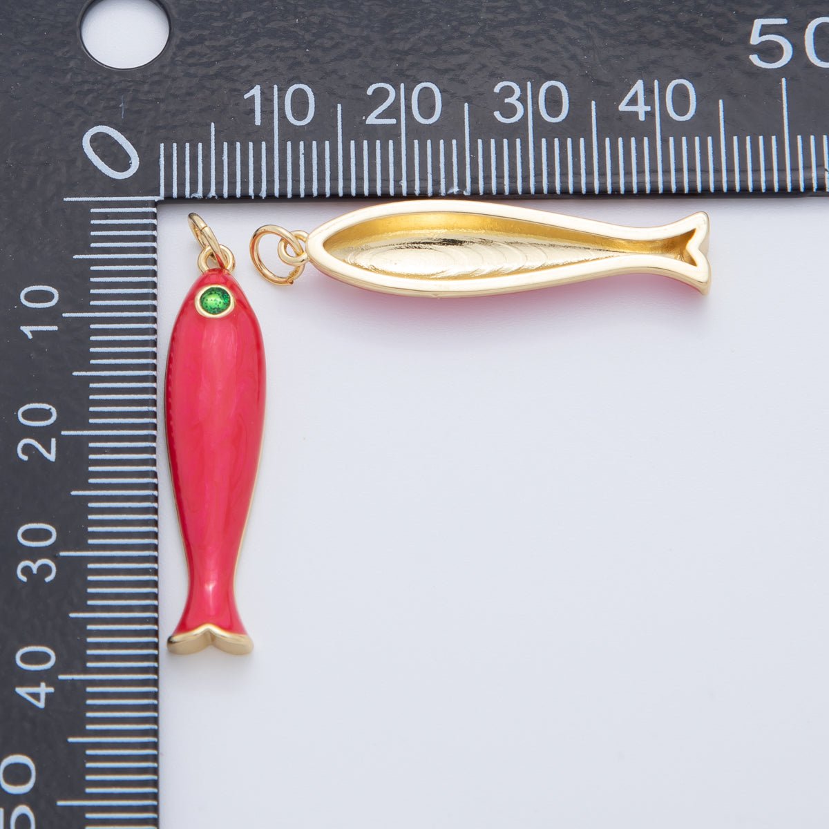 18K Gold Filled Blue, Green, Red Enamel Sardine Fish Charm | AF404 AF - 779 - DLUXCA