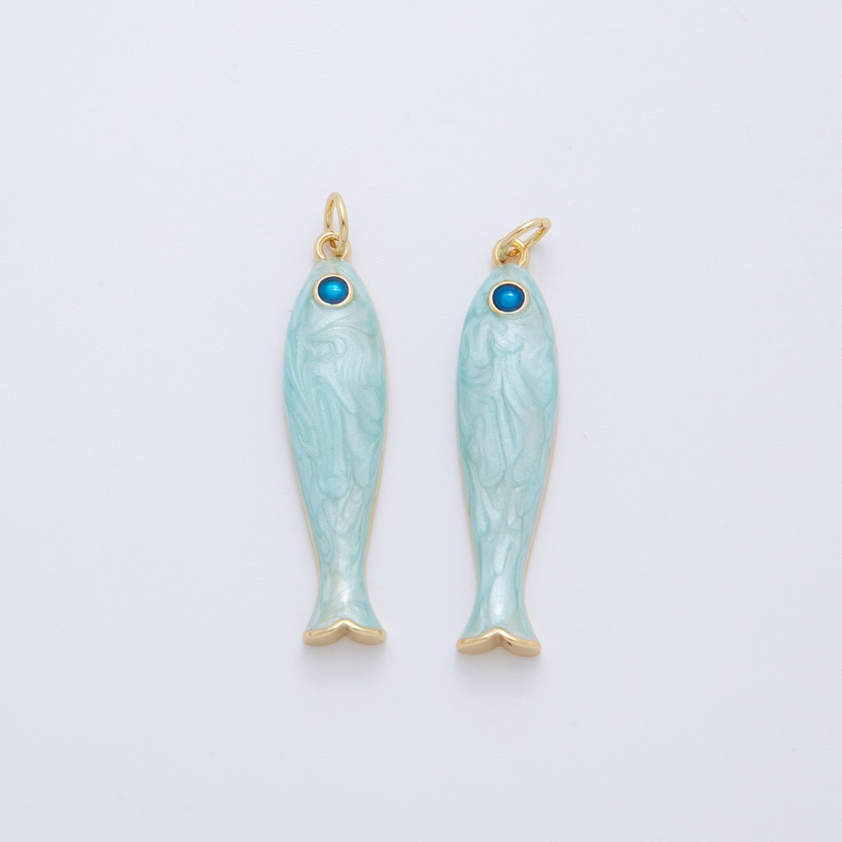 18K Gold Filled Blue, Green, Red Enamel Sardine Fish Charm | AF404 AF - 779 - DLUXCA