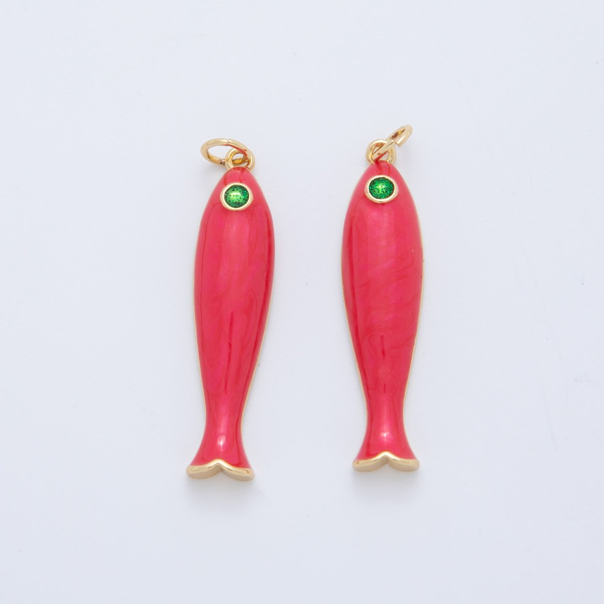 18K Gold Filled Blue, Green, Red Enamel Sardine Fish Charm | AF404 AF - 779 - DLUXCA