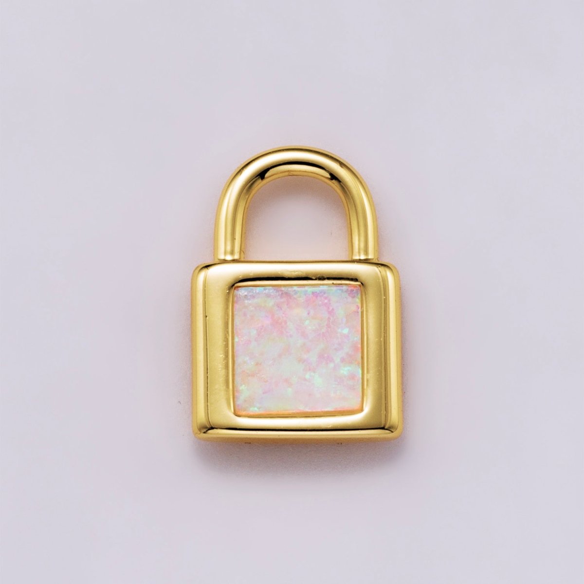 18K Gold Filled Blue, Pink, White Opal Square Padlock Mini Charm | Charms - 00164 ~ Charms - 00166 - DLUXCA
