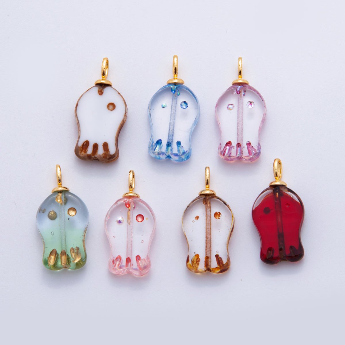 18K Gold Filled Blue, Purple, Green, White, Brown, Red Acrylic Fish Drop Charm | AF716 - AF718 - DLUXCA