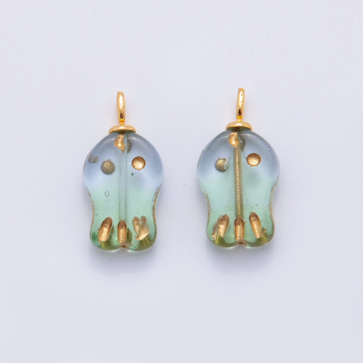 18K Gold Filled Blue, Purple, Green, White, Brown, Red Acrylic Fish Drop Charm | AF716 - AF718 - DLUXCA